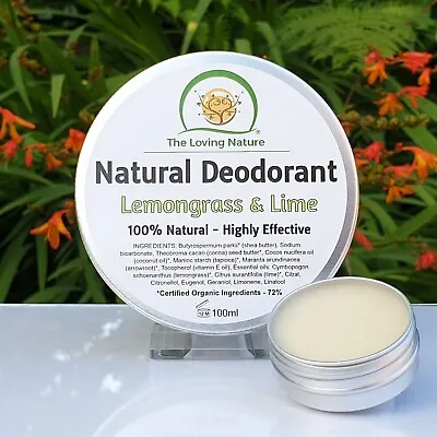 Premium Natural Deodorant Cream Men & Women - Effective Aluminium Free Vegan UK • £4.95