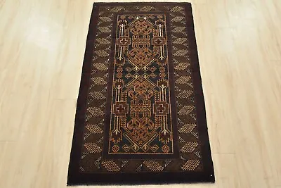 Vintage Tribal Oriental 2’8” X 4’7” Blue Wool Traditional Hand-Knotted Area Rug • $203.15
