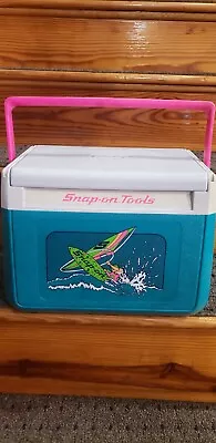 Snap-On Coleman Cooler Vintage  Teal Pink Green Sail Surf Boarding Damage ⬇️ • $55