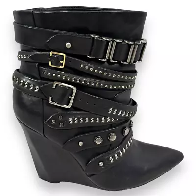 L.A.M.B. By Gwen Stefani Womens LAMB Thacker Moto Boots Black Leather 8 M • $199.99