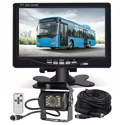 US New 7  MONITOR+4PIN CCD BACKUP CAMERA REAR SIDE VIEW SYSTEM FOR TRUCK RV VAN • $56.99