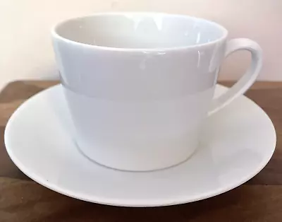 The White Company London Tea Cup + Saucer Plain White Fine China 7cm • £11.99