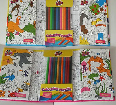 £3.99 • Buy Children Travel Colouring Book Set & 12 Colouring Pencils Farmyard Or Princess