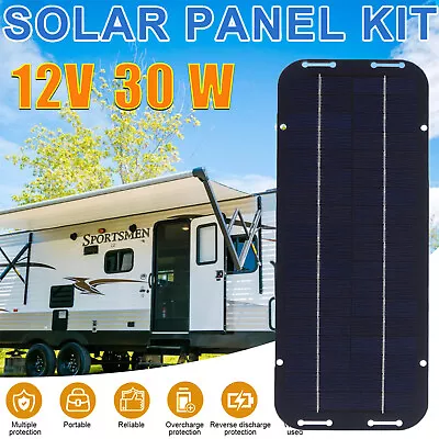 Portable Solar Panel Kit Battery Charger Controller For Car Van Caravan 12V 30W • £12.99