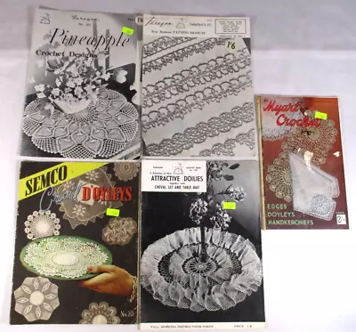 5 Vintage Paragon Semco Myart Crochet Tatting Books Edging Doilies Mats Cheval • $9.57