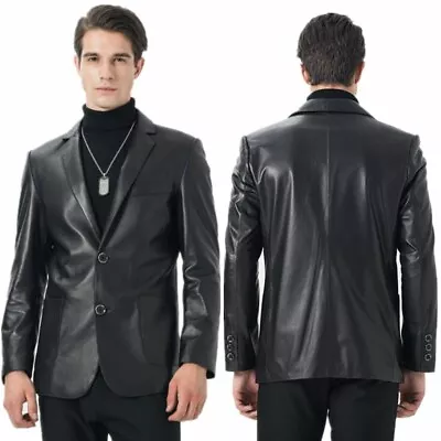 Men's Genuine Lambskin High Quality Leather Soft Blazer TWO BUTTON Jacket/Coat • $135