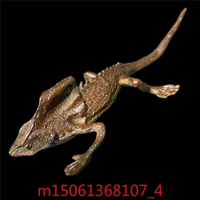 Antique Copper Lizard Statue Tabletop Decoration Vintage Metal Animal Statue • $15.99