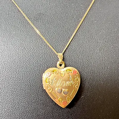 585 1/20 14K Gold Filled Link Chain Mom Heart Locket Necklace • $60.99