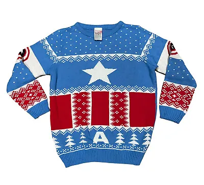 $29.26 • Buy Captain America Official Marvel Xmas Christmas Knitted Knit Mens Jumper Size L