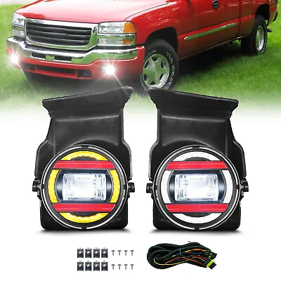 LED Fog Lights Bumper Lamps With DRL For 2003-2006 GMC Sierra 1500 2500 HD 3500 • $65.99