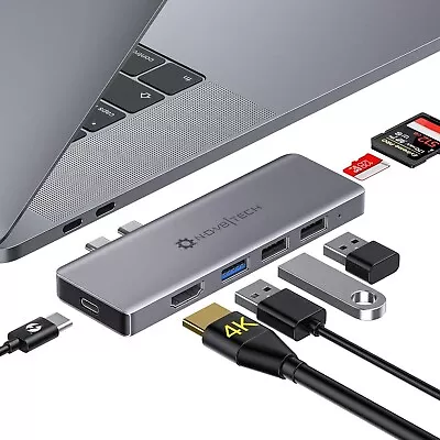 Nov8Tech 7in2 USB-C Hub Dock Thunderbolt 3 100W PD 4K HDMI For MacBook Pro/Air • $14.99