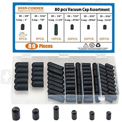 $11.16 • Buy BUSY-CORNER 80 Pieces Vacuum Cap Assortment Rubber Dropper ID From 5/32  To 3...