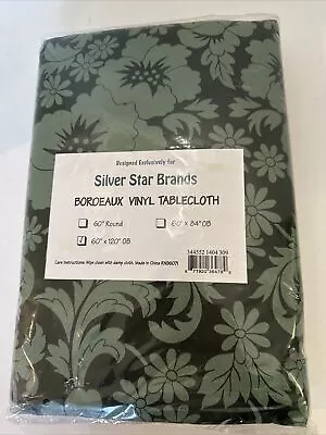 New Silver Star Brands Green Flowers Oval Tablecover Vinyl 60  X 120  • $29.99