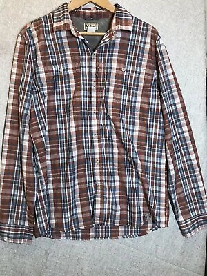 L.L. Bean Shirt Mens Medium Gray Plaid Cool Weave Vented Fishing Outdoors Hike • $11.83