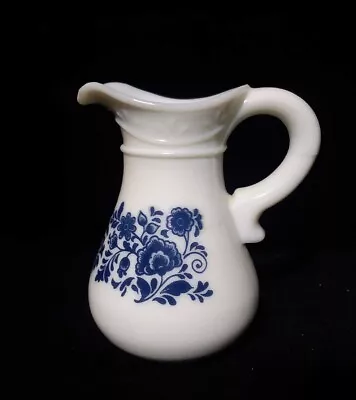 Avon White & Blue Milk Glass Floral Pitcher 4.25 H Replacement 1970's • $4.95