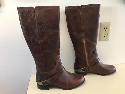 UGG Channing II Brown Leather Sheepskin Lined Tall Knee High Riding Boots - 7.5 • $225