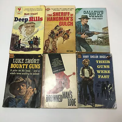 Lot Of 6 Vintage Cowboy Western Fiction Paperback Pulp Books • $3.99