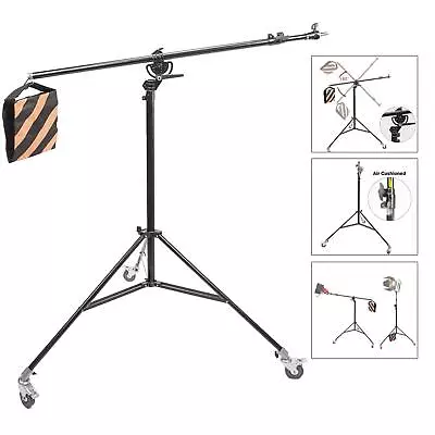 Studio Light Stand Boom Arm 2in1 390cm Photo Photography Wheel Softbox Metal UK • £79.99