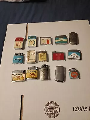 Lot Of 15 Antique & Vintage Cigarette / Tobacco Advertising Lighters ABC • $38