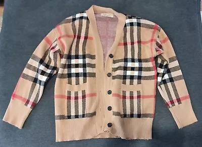 Burberry Signature Check Beige Cardigan: Size S • $33.72