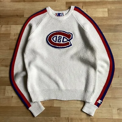 Rare VTG 80s Starter NHL Montreal Canadiens Logo Acrylic Pullover Sweater Size M • $124.95