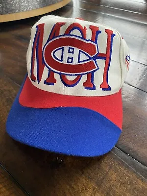 Vintage 90s Montreal Canadiens NHL Swirl Embroidered Vtg SnapBack Hat • $99