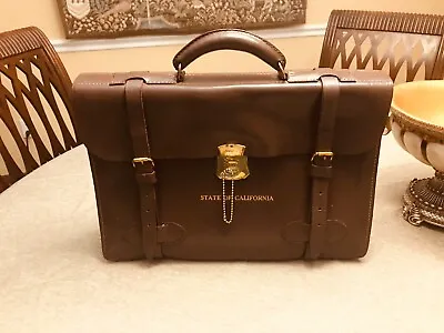 STATE OF CALIFORNIA  Double Belted  Leather Briefcase / Portfolio - US Made • $299