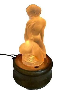 Lalique Crystal “Leda And The Swan”  Figurine On Lighted Stand Signed French • £168.74