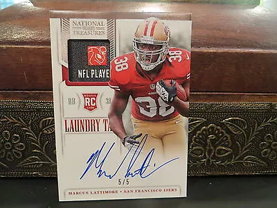 National Treasures Laundry Tag Jersey Autograph 49ers Marcus Lattimore 5/5  2013 • $350