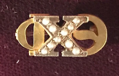 $99.99 • Buy Vintage Phi Chi Omega ΦXΘ Sorority Pin Gold & Pearls 1944 SMU