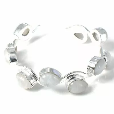 Moonstone Gemstone 925 Sterling Silver Jewelry Cuff Bracelet Adjustable • $10.99