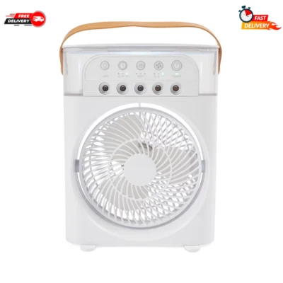 $48.95 • Buy 21cm Misting Fan USB Powered White W/ 7 Colour LED Light 3 Speed Settings 500ml