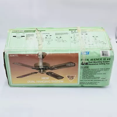 Vintage SMC 42” Park Ave II Dual Mounting System Decorative Ceiling Fan Wood NOS • $199.99