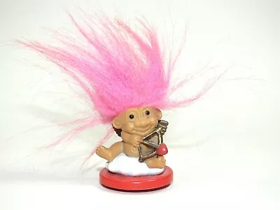 Vintage Troll Doll 1.5  Tall Pink Hair Cupid Your Special Rubber Stamp Ink Love • $10