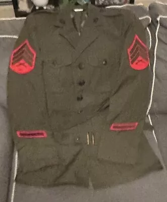 USMC Alpha Coat 37R  Men’s Sergeant With Service Stripe And Belt. • $0.99