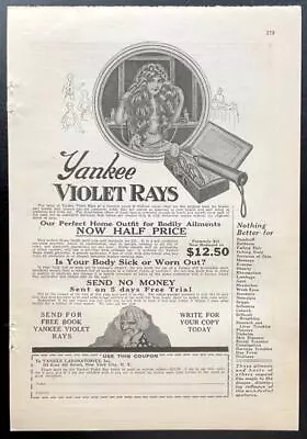 Vintage Violet Ray Machine Print AD 1922 Yankee Laboratories Quack Medicine • $12.89