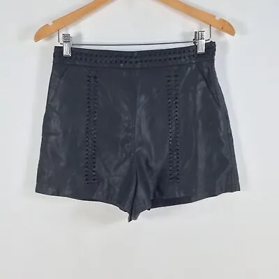 $14.71 • Buy Zara Womens Faux Leather Hot Pants Shorts Size S Aus 8 Black Zip 057646