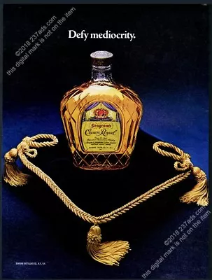 1978 Crown Royal Scotch Whisky Bottle Photo Defy Mediocrity Vintage Print Ad • $37