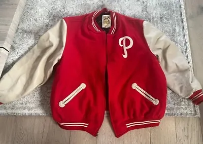 Vintage Philadelphia Phillies Mitchell & Ness Wool/Leather Bomber Jacket • $950