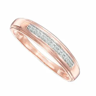 1/10 Ct Round  Men's Wedding Band Ring In 10K Solid Rose Gold • $396.58