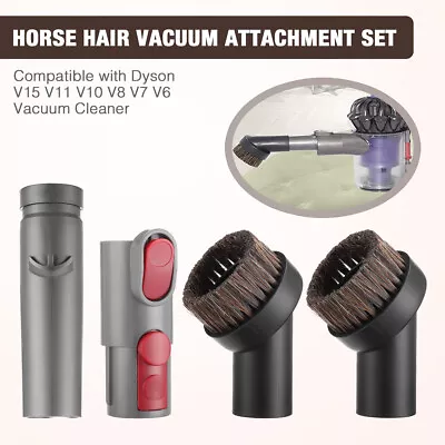 2PCS Horse Hair Vacuum Brush + Attachment Adapter For Dyson V6 V7 V8 V10 V11 V15 • £6.99