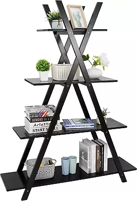 4-Tier Bookshelf A Frame Bookcase Home And Office Organizer Storage And Displa • $100.99