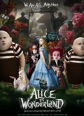 £2.19 • Buy Disney Alice In Wonderland Tim Burton Movie Poster Iron On Tee T-shirt Transfer