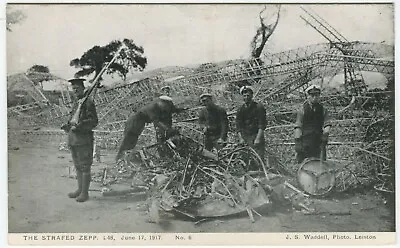 WRECKAGE OF STRAFED ZEPPELIN L48 SHOT DOWN IN THEBERTON 1917-Suffolk Postcard • £20