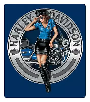 £27.33 • Buy Harley-Davidson Police Babe Embossed Tin Sign, Rectangle 13 X 15 Inches - Blue