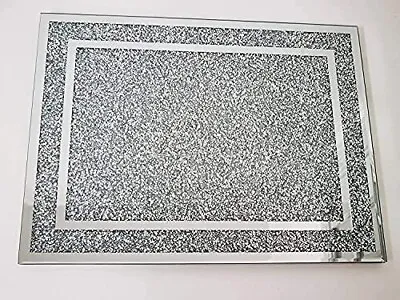 Large Worktop Saver Crushed Jewel Crystal Diamante Glass  Board 40X30Cm Silver • £21.99