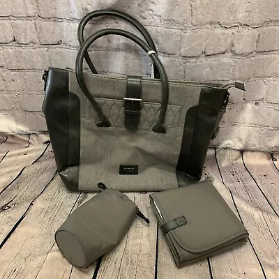Ex Display Mamas And Papas LUXE Grey Baby Nappy Changing Tote Bag  + Accessories • £59