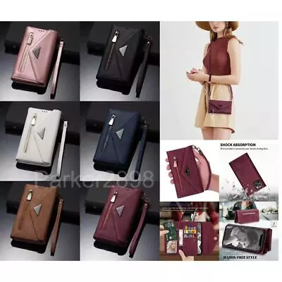 $28.59 • Buy Case For IPhone 14 13 12 11 Pro XR XS Max 8 Plus Crossbody Leather Wallet Cover