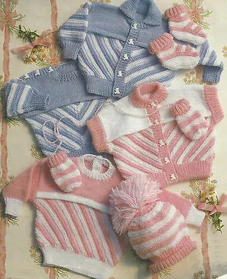 Baby Knitting Pattern Sweater Jacket Gilet Socks Mitts DK 18-26  Boys Girls  635 • £2.09