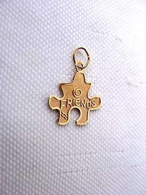 14k Solid Yellow Gold 'FRIeNds' Puzzle Piece Pendant Charm Michael Anthony .7gr. • $42.50